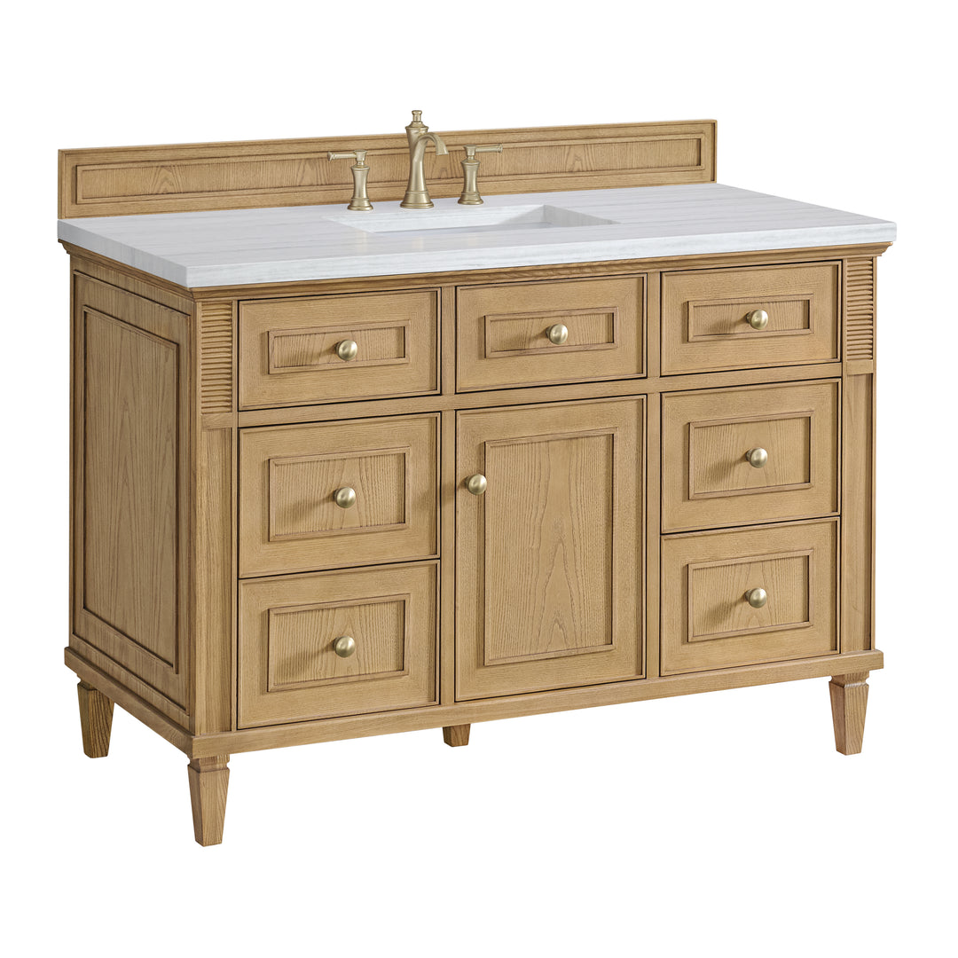 Lorelai 48" Single Vanity, Light Natural Oak w/ 3 CM Arctic Fall Solid Surface Top