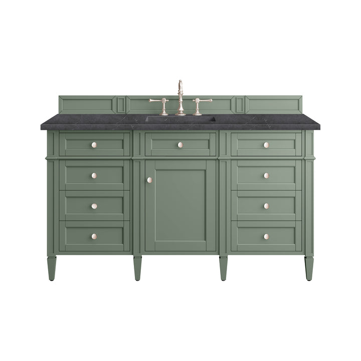 Brittany 60" Single Vanity, Smokey Celadon w/ 3 CM Charcoal Soapstone Top