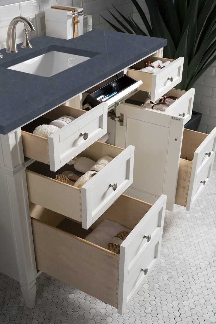 Brittany 48" Single Vanity, Bright White w/ 3 CM Charcoal Soapstone Silestone Top