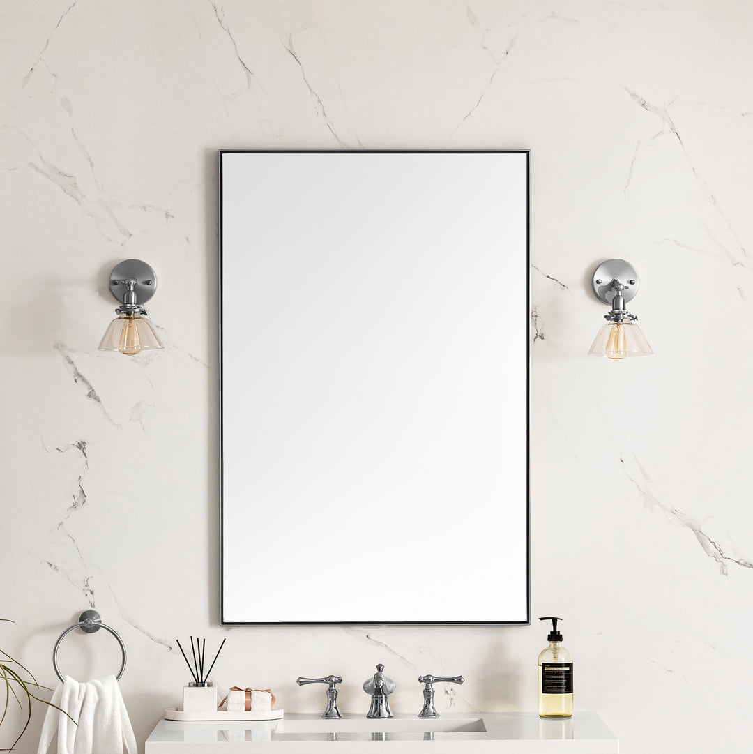 Rohe 26" Rectangular Mirror, Satin Nickel
