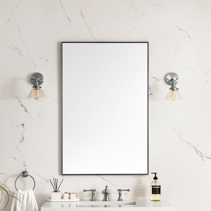 Rohe 26" Rectangular Mirror, Satin Nickel