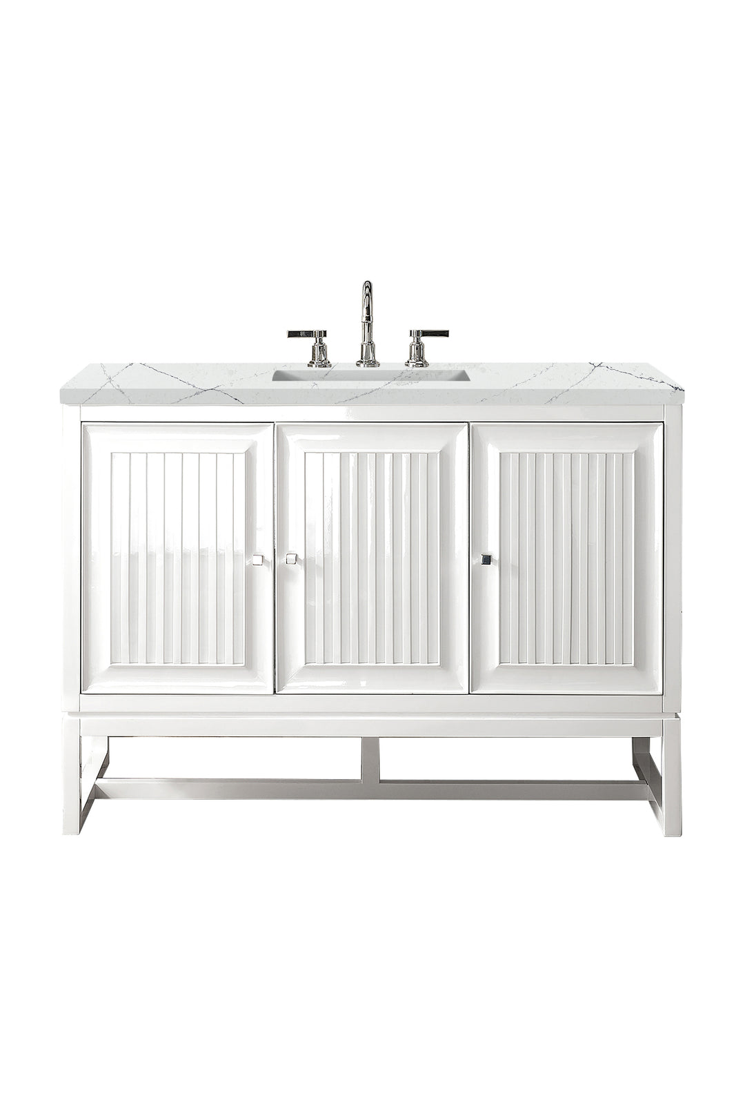 Athens 48" Single Vanity, Glossy White w/ 3 CM Ethereal Noctis Top