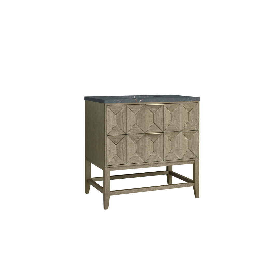 Emmeline 36" Single Vanity, Pebble Oak w/ 3 CM Parisien Bleu Top