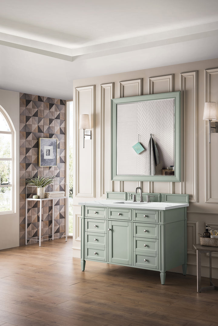 Brittany 48" Single Vanity, Sage Green w/ 3 CM Ethereal Noctis Silestone Top