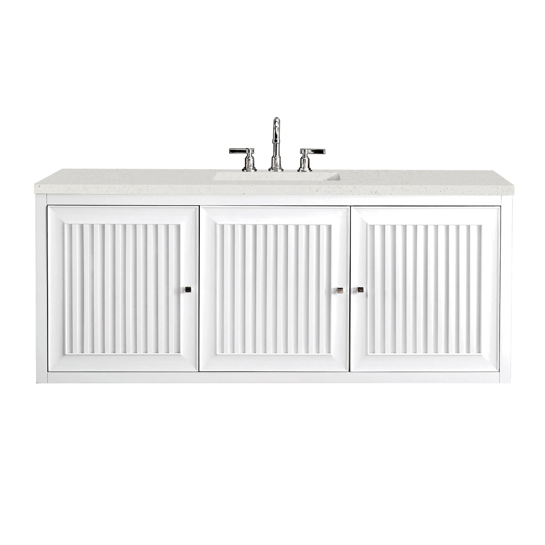 Athens 60" Single Vanity, Glossy White w/ 3 CM Lime Delight Silestone Top
