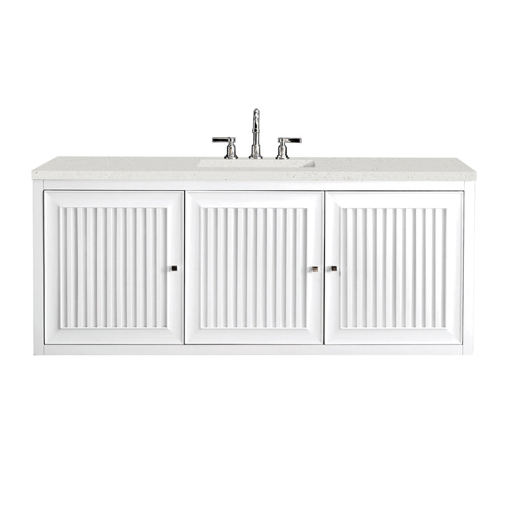 Athens 60" Single Vanity, Glossy White w/ 3 CM Lime Delight Silestone Top