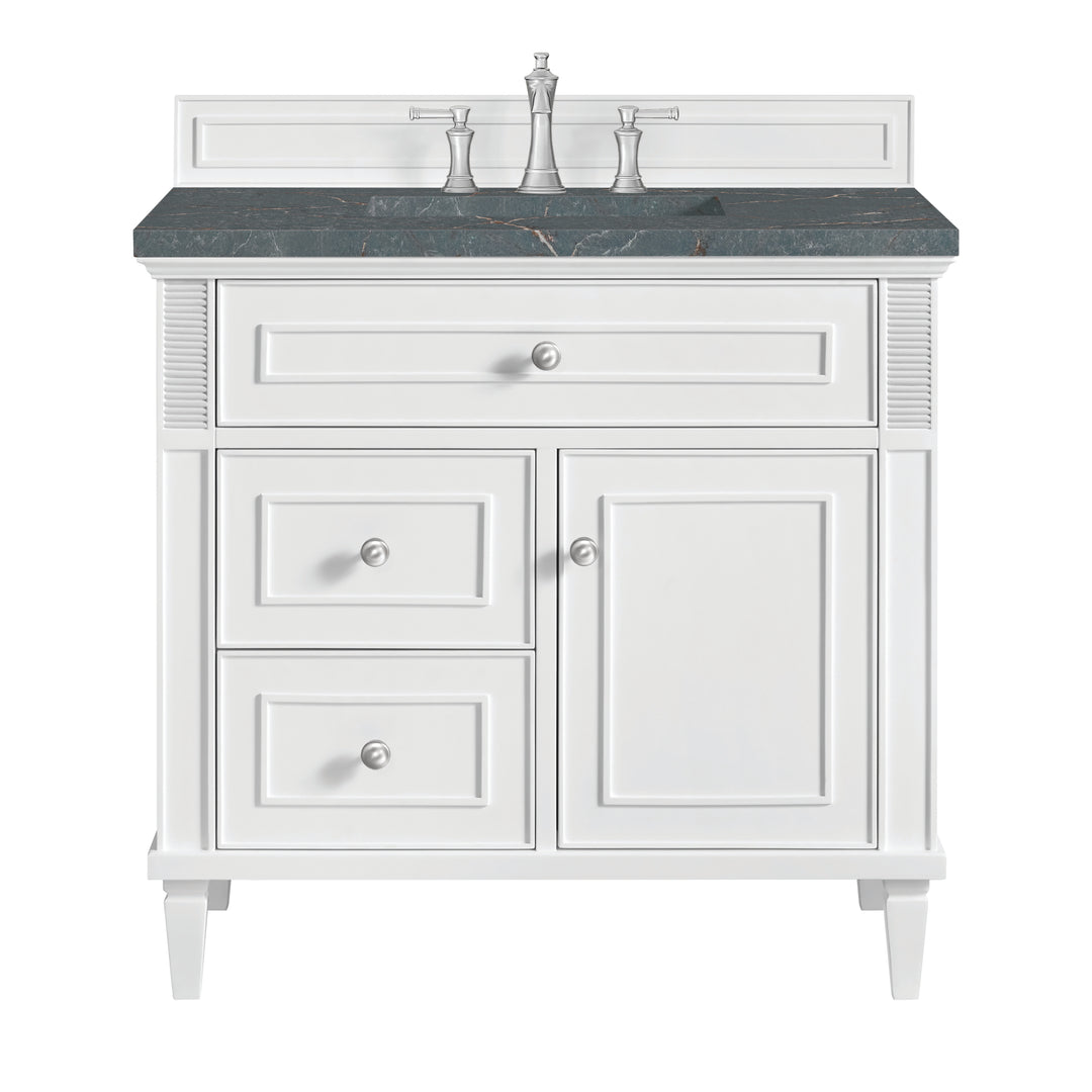 Lorelai 36" Single Vanity, Bright White w/ 3 CM Parisien Bleu Silestone Top