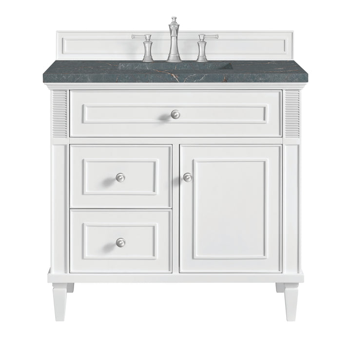 Lorelai 36" Single Vanity, Bright White w/ 3 CM Parisien Bleu Silestone Top