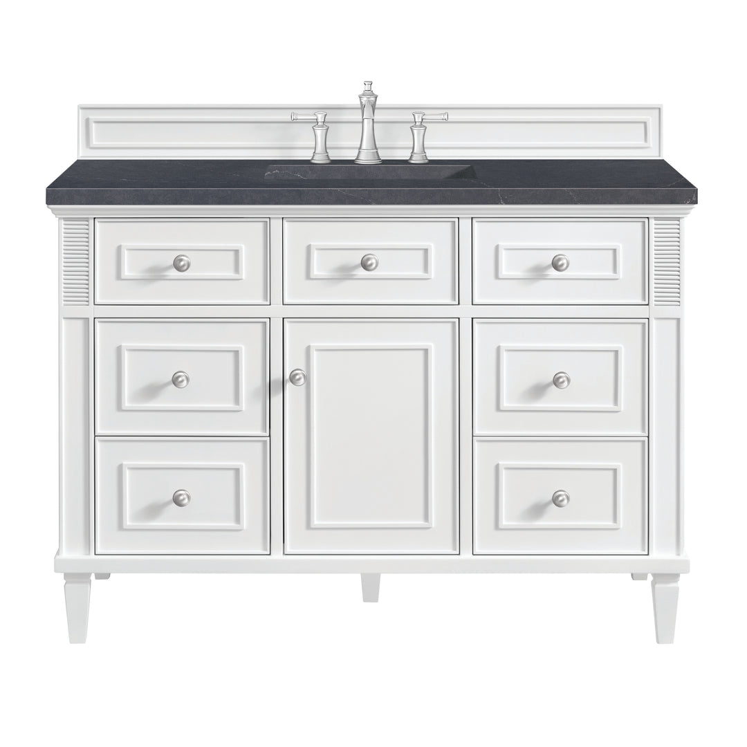 Lorelai 48" Single Vanity, Bright White w/ 3 CM Charcoal Soapstone Silestone Top
