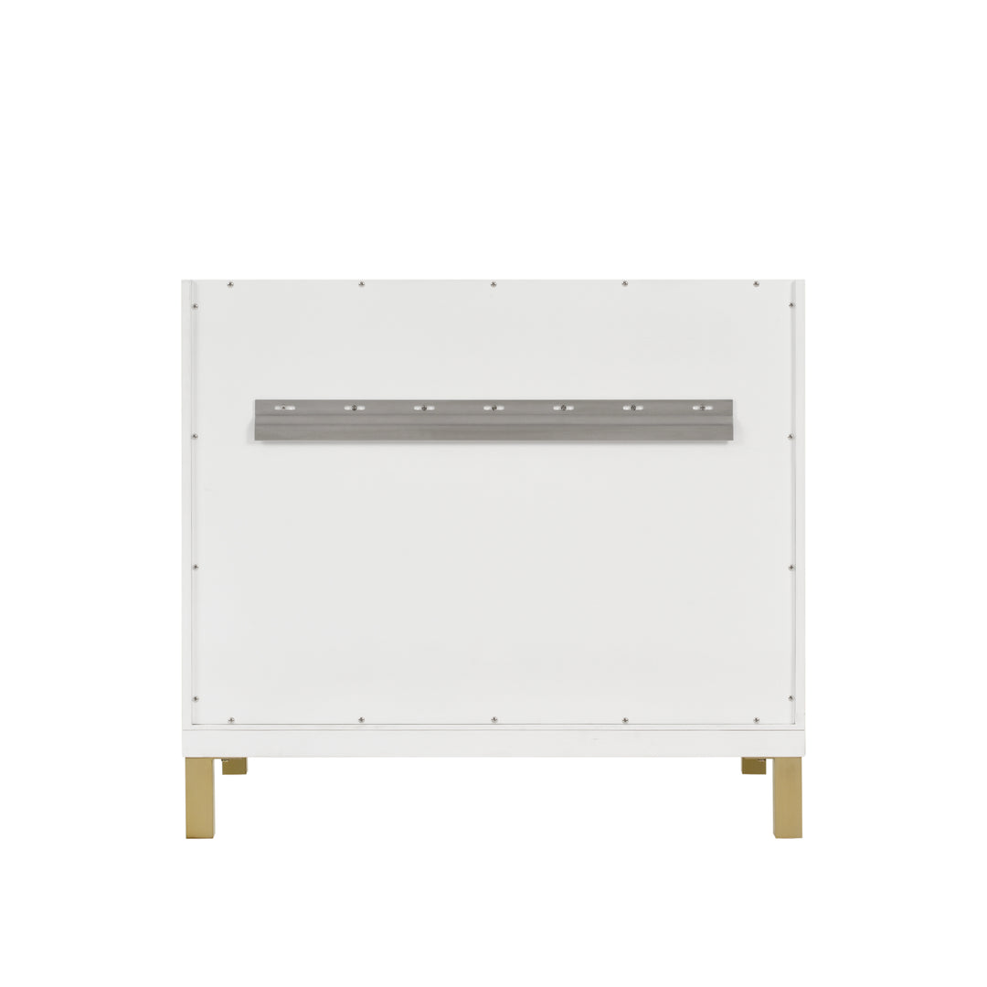 Chicago 36" Single Vanity, Glossy White, w/ Single Hole 3CM White Zeus Silestone® Top & Backsplash