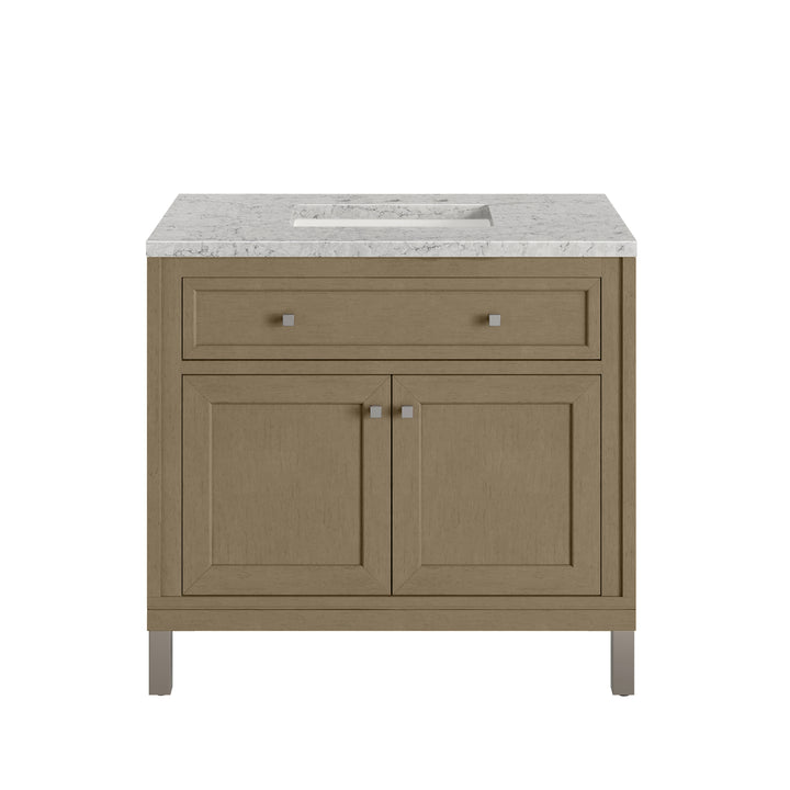 Chicago 36" Single Vanity, Walnut Whisper, w/ 3 CM Eternal Jasmine Pearl Silestone® Top