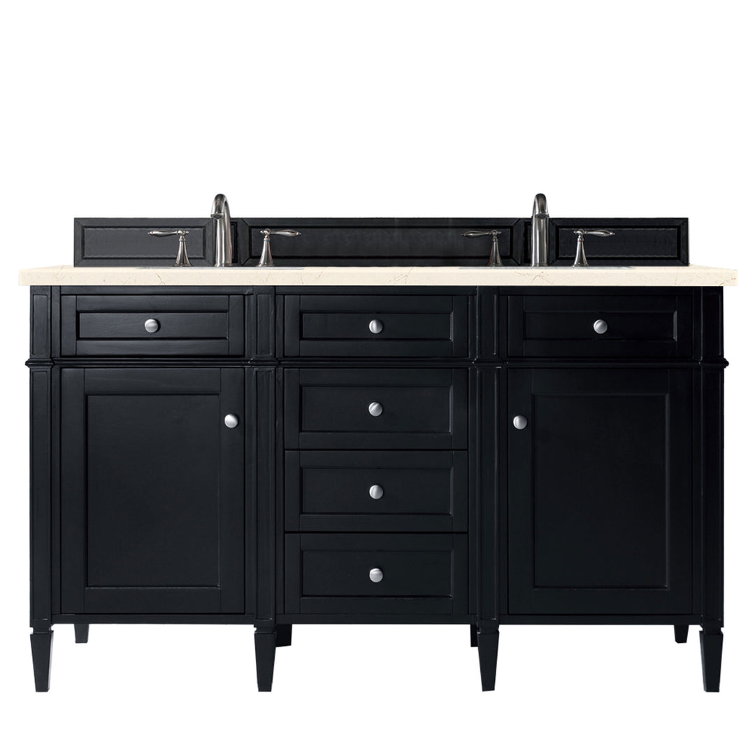 Brittany 60" Double Vanity, Black Onyx w/ 3 CM Eternal Marfil Silestone Top
