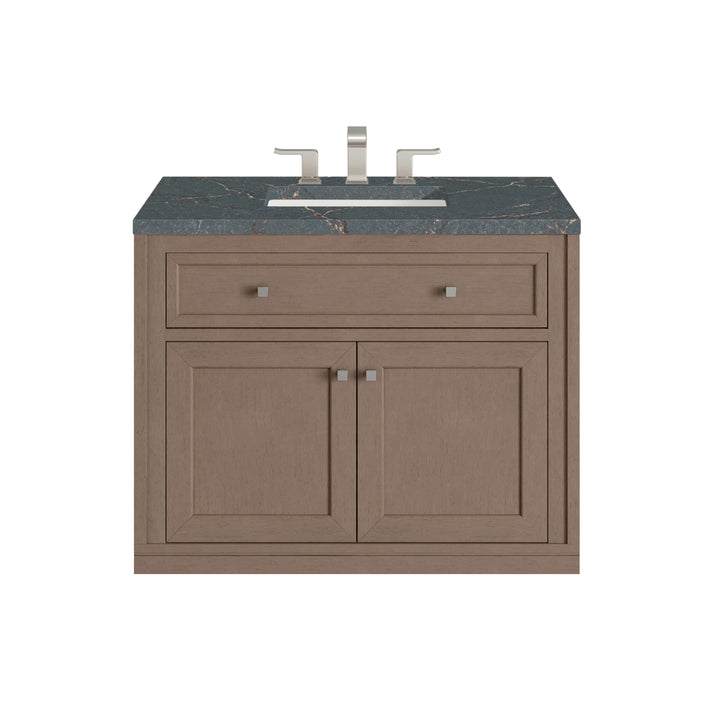 Chicago 36" Single Vanity, Walnut Whisper, w/ 3 CM Parisien Bleu Silestone® Top