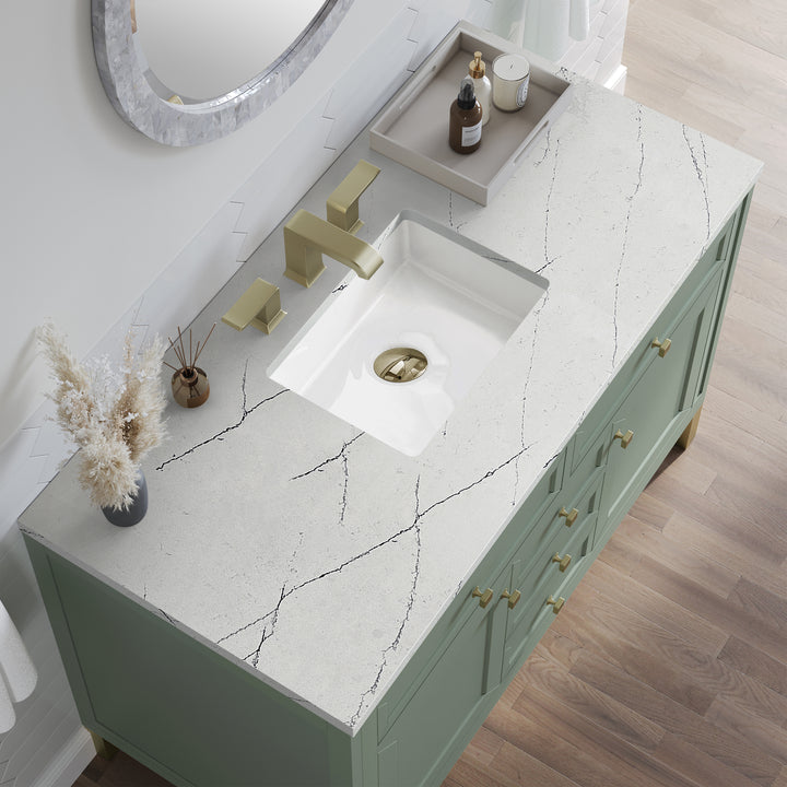 Chicago 48" Single Vanity, Smokey Celadon, w/ 3 CM Ethereal Noctis Silestone® Top