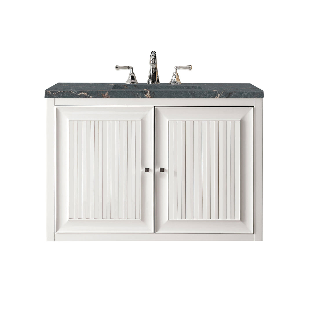 Athens 36" Single Vanity, Glossy White w/ 3 CM Parisien Bleu Silestone Top