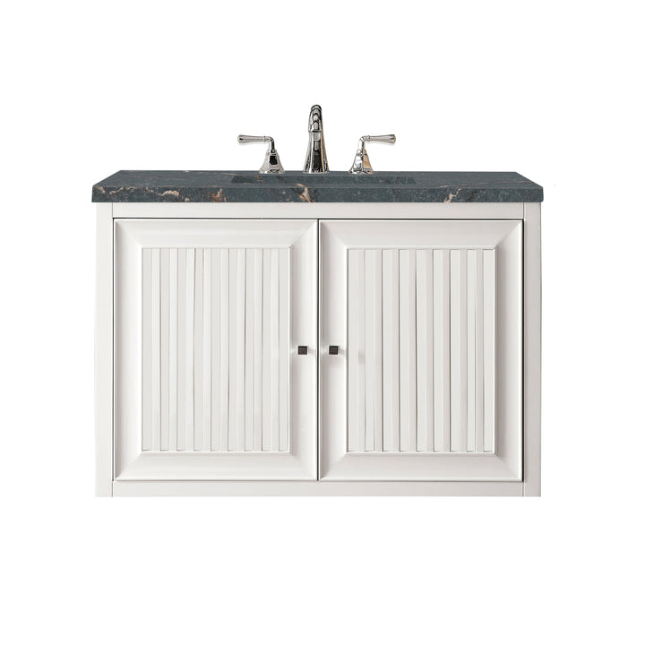 Athens 36" Single Vanity, Glossy White w/ 3 CM Parisien Bleu Silestone Top