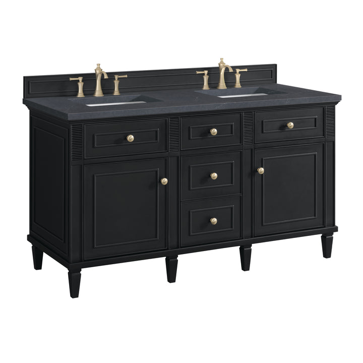 Lorelai 60" Double Vanity, Black Onyx w/ 3 CM Charcoal Soapstone Silestone Top