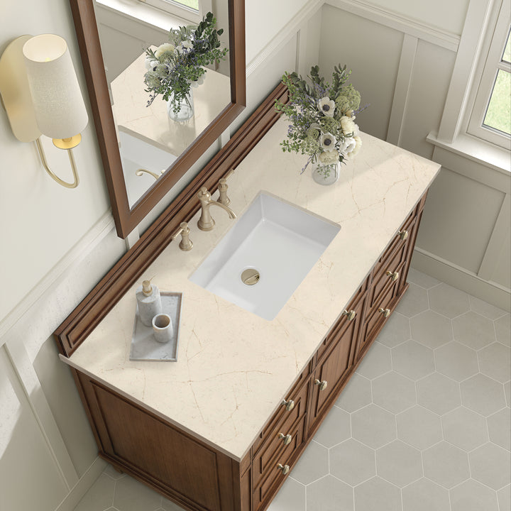 Lorelai 48" Single Vanity, Mid-Century Walnut w/ 3 CM Eternal Marfil Silestone Top