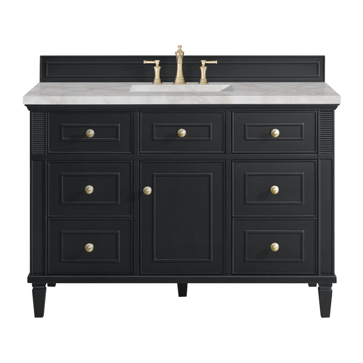 Lorelai 48" Single Vanity, Black Onyx w/ 3 CM Victorian Silver Silestone Top