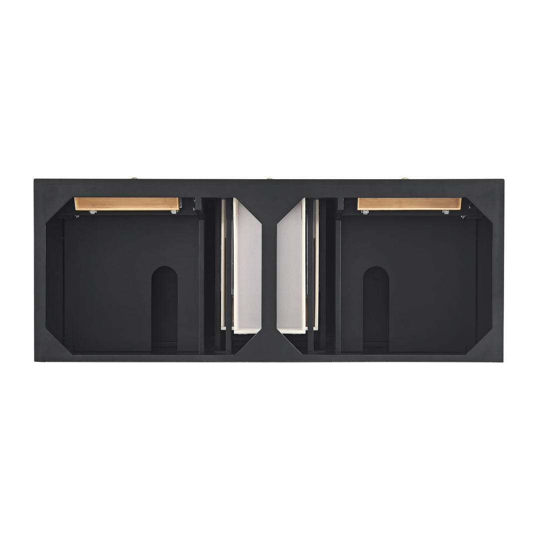 Lorelai 60" Double Vanity, Black Onyx w/ 3 CM Ethereal Noctis Silestone Top