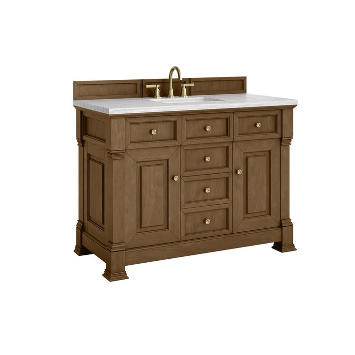 Brookfield 48" Single Vanity, Honey Oak w/ 3 CM Arctic Fall Solid Surface Top