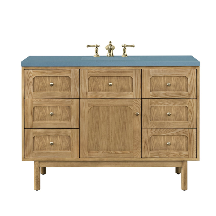 Laurent 48" Single Vanity, Light Natural Oak w/ 3 CM Cala Blue Top