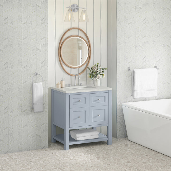 Breckenridge 30" Single Vanity, Serenity Blue, w/ 3 CM Lime Delight Quartz Top