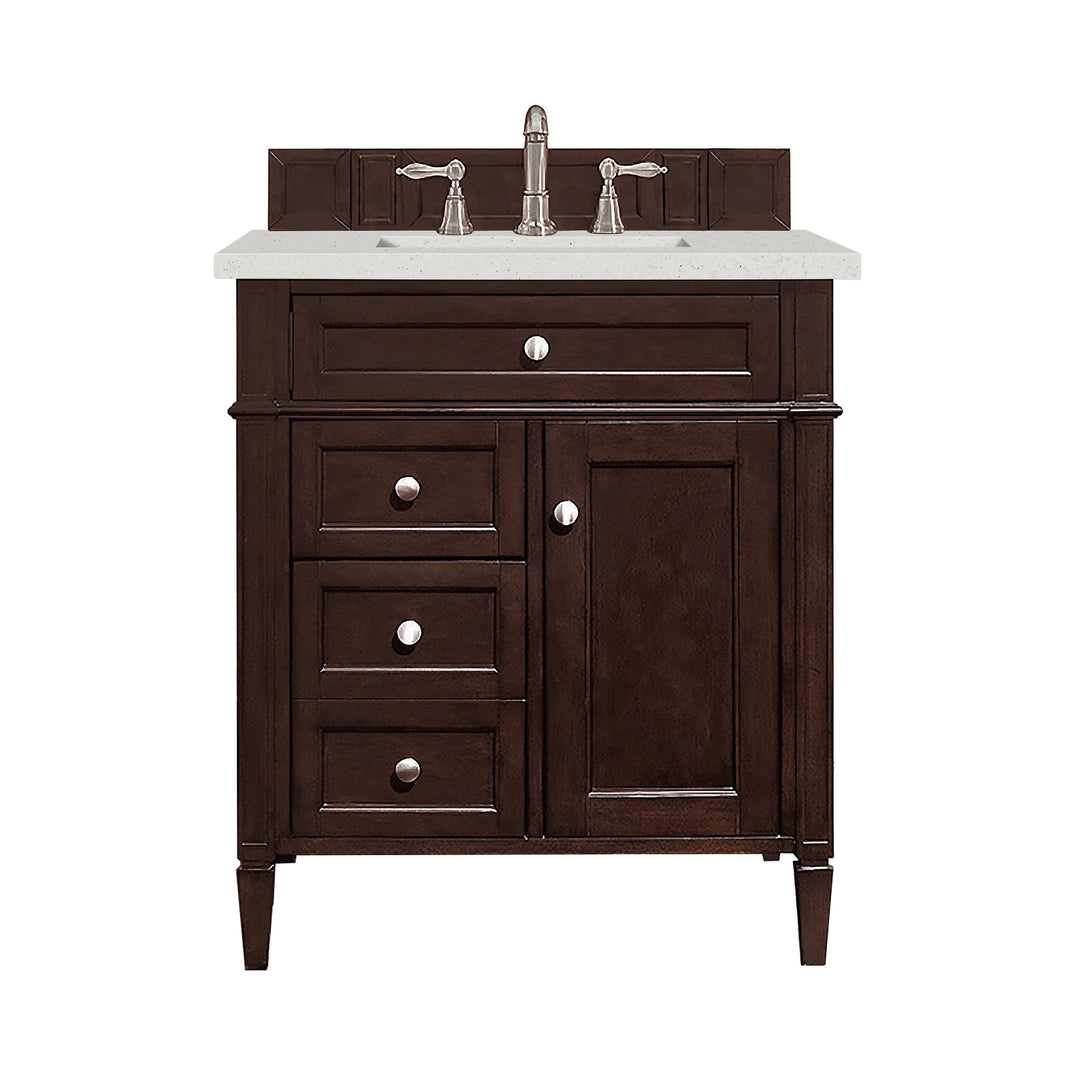 Brittany 30" Single Vanity, Burnished Mahogany, w/ 3 CM Lime Delight Silestone Top
