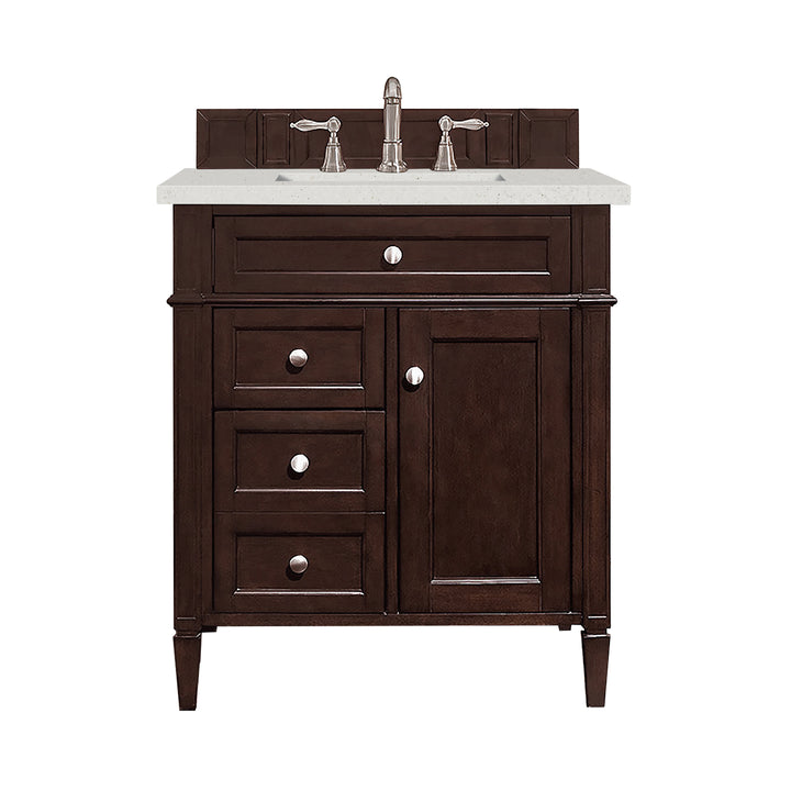 Brittany 30" Single Vanity, Burnished Mahogany, w/ 3 CM Lime Delight Silestone Top