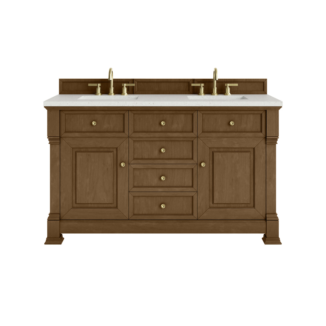Brookfield 60" Double Vanity, Honey Oak w/ 3 CM Lime Delight Silestone® Top