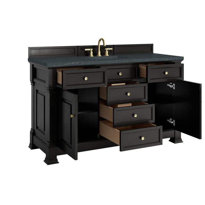 Brookfield 60" Single Vanity, Black Onyx w/3 CM Charcoal Soapstone Silestone® Top