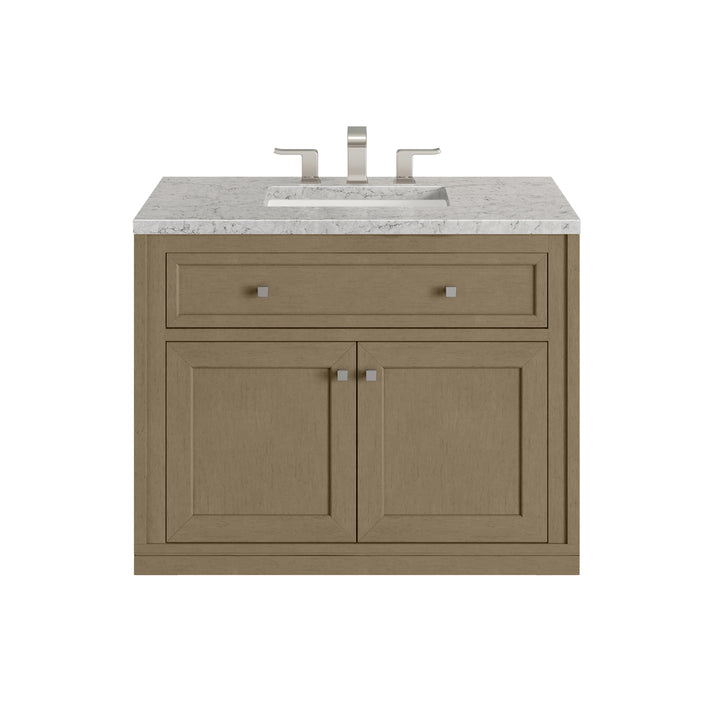 Chicago 36" Single Vanity, Walnut Whisper, w/ 3 CM Eternal Jasmine Pearl Silestone® Top