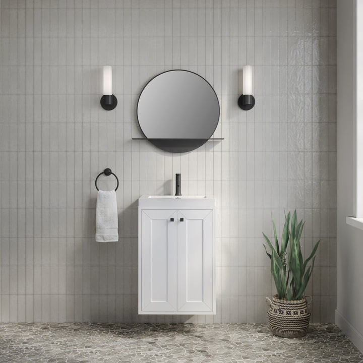 Chianti 20" Single Vanity, Glossy White, Matte Black, w/ White Glossy Composite Stone Top