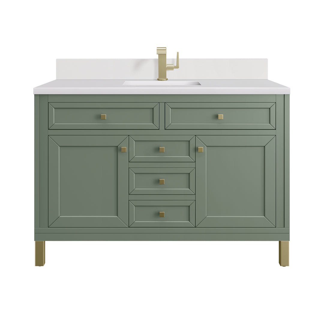 Chicago 48" Single Vanity, Smokey Celadon, w/ Single Hole 3CM White Zeus Silestone® Top & Backsplash