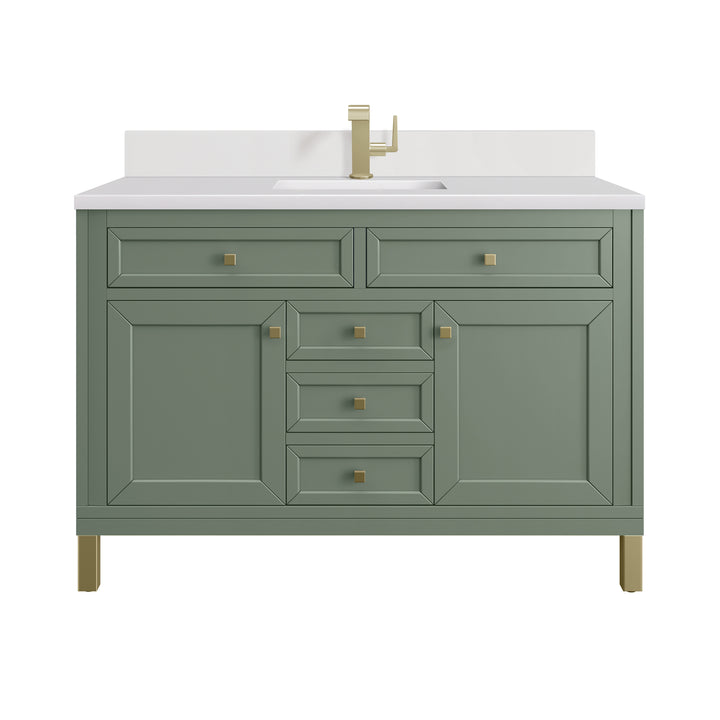 Chicago 48" Single Vanity, Smokey Celadon, w/ Single Hole 3CM White Zeus Silestone® Top & Backsplash