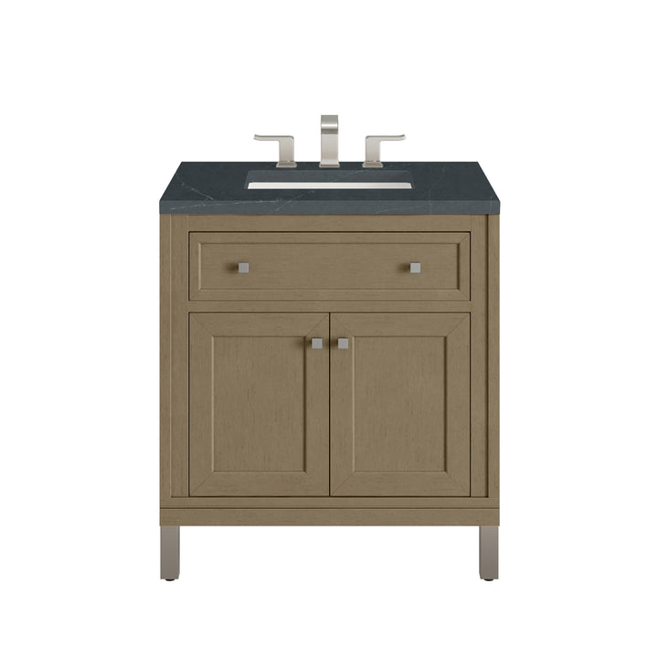 Chicago 30" Single Vanity, Walnut Whisper, w/ 3 CM Charcoal Soapstone Silestone® Top