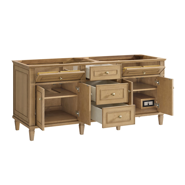 Lorelai 72" Double Vanity, Light Natural Oak w/ 3 CM White Zeus Silestone Top