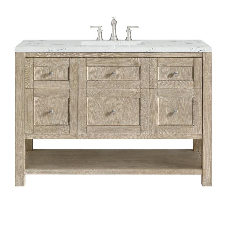 Breckenridge 48" Single Vanity, Whitewashed Oak w/ 3 CM Ethereal Noctis Silestone Top w/FreePower Wireless Charger