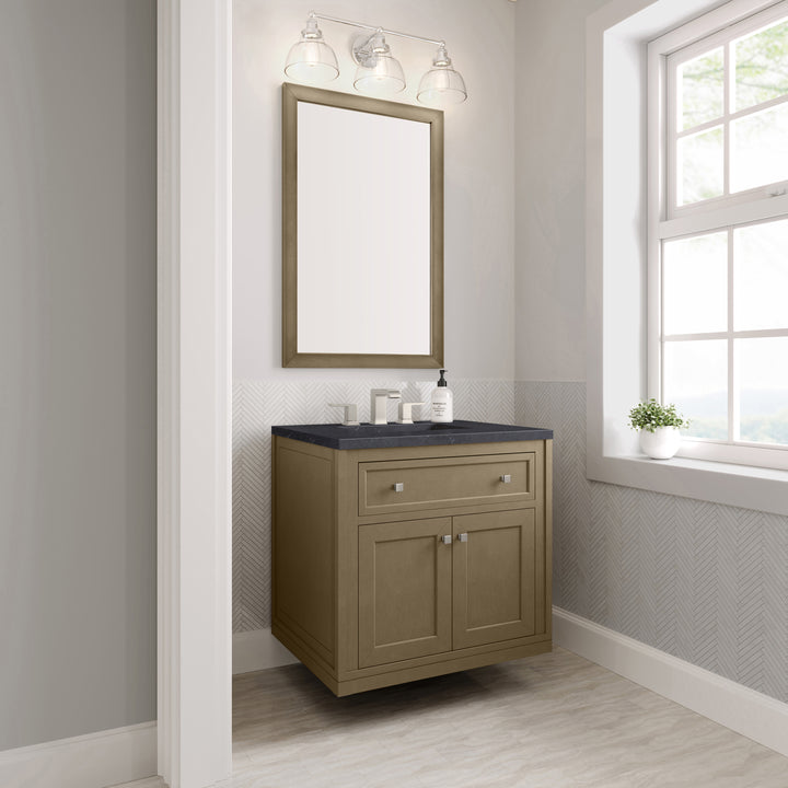 Chicago 30" Single Vanity, Walnut Whisper, w/ 3 CM Charcoal Soapstone Silestone® Top