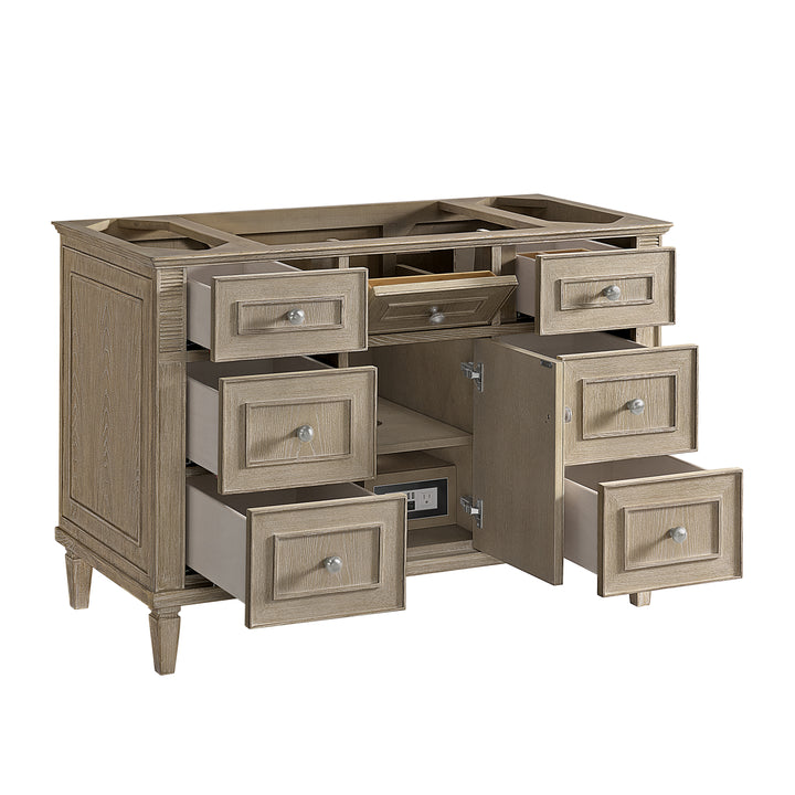 Lorelai 48" Single Vanity, Whitewashed Oak w/ 3 CM White Zeus Silestone Top