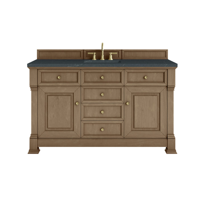 Brookfield 60" Single Vanity, Pecan w/ 3 CM Charcoal Soapstone Silestone® Top
