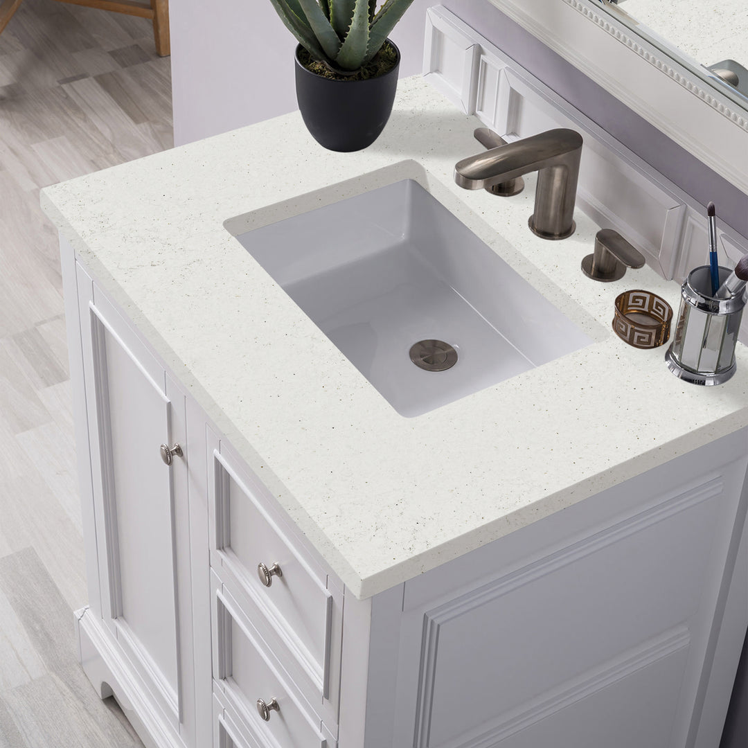 De Soto 30" Single Vanity, Bright White w/ 3 CM Lime Delight Silestone Top