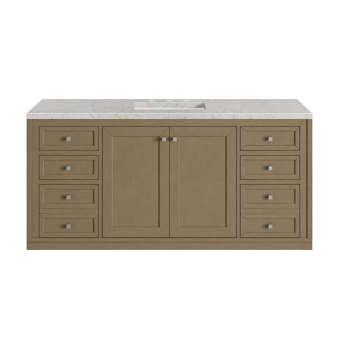 Chicago 60" Single Vanity, Walnut Whisper, w/ 3 CM Eternal Jasmine Pearl Silestone® Top