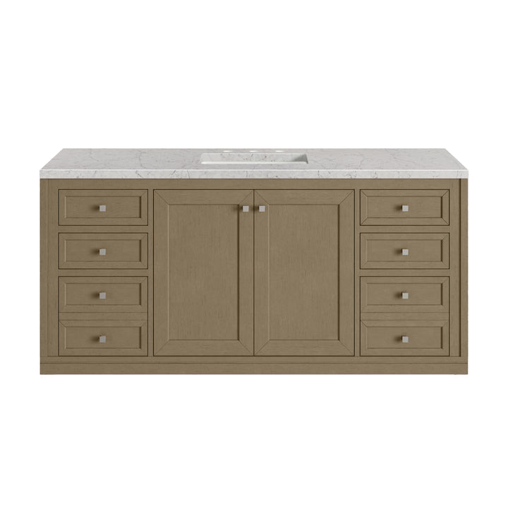 Chicago 60" Single Vanity, Walnut Whisper, w/ 3 CM Eternal Jasmine Pearl Silestone® Top