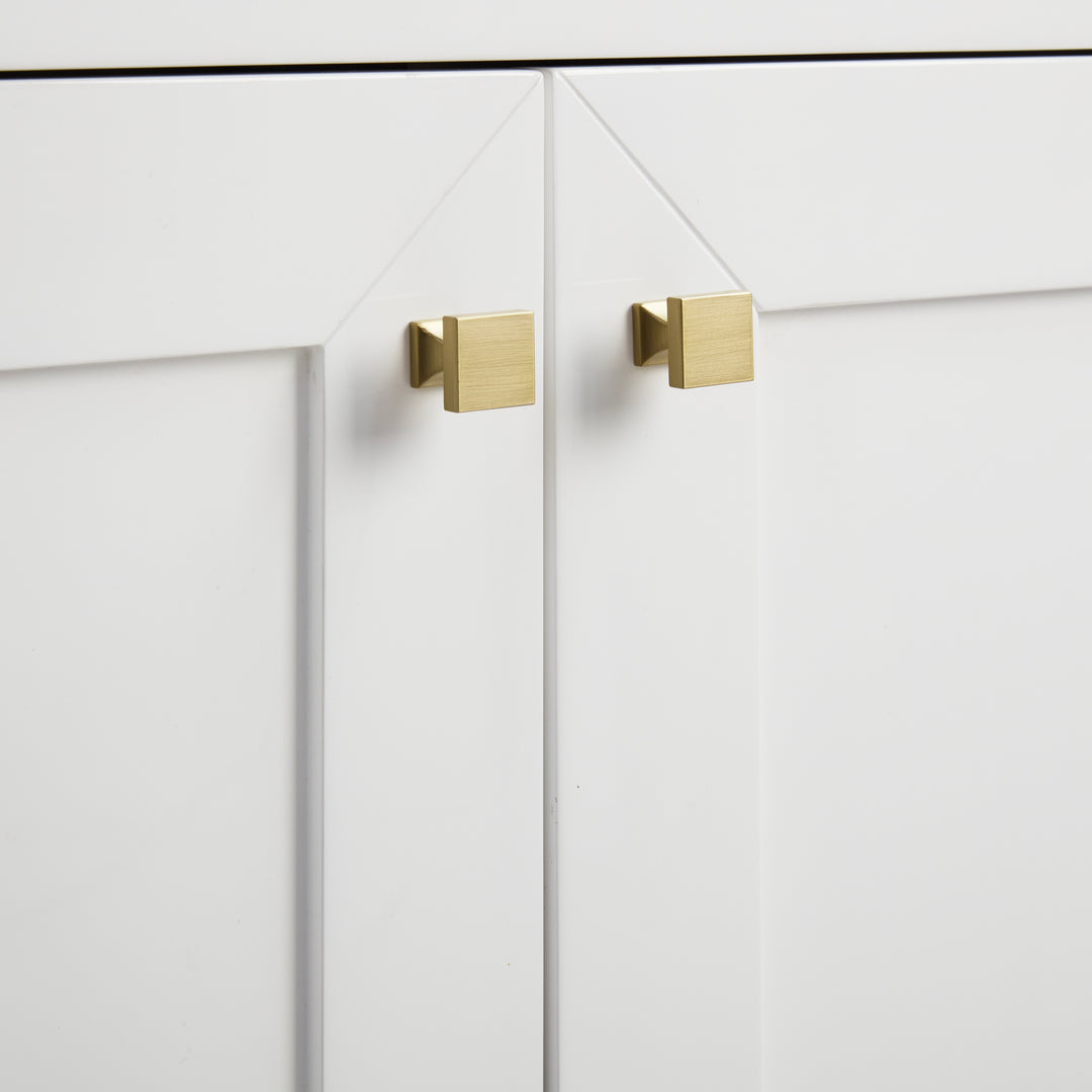 Chianti 24" Single Cabinet, Glossy White, Champagne Brass