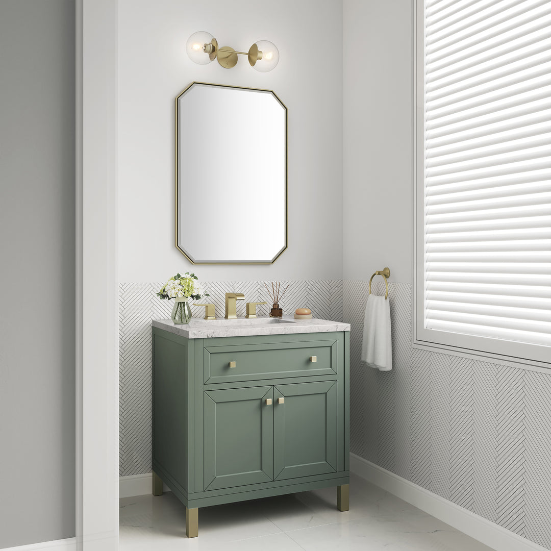 Chicago 30" Single Vanity, Smokey Celadon, w/ 3 CM Eternal Jasmine Pearl Silestone® Top