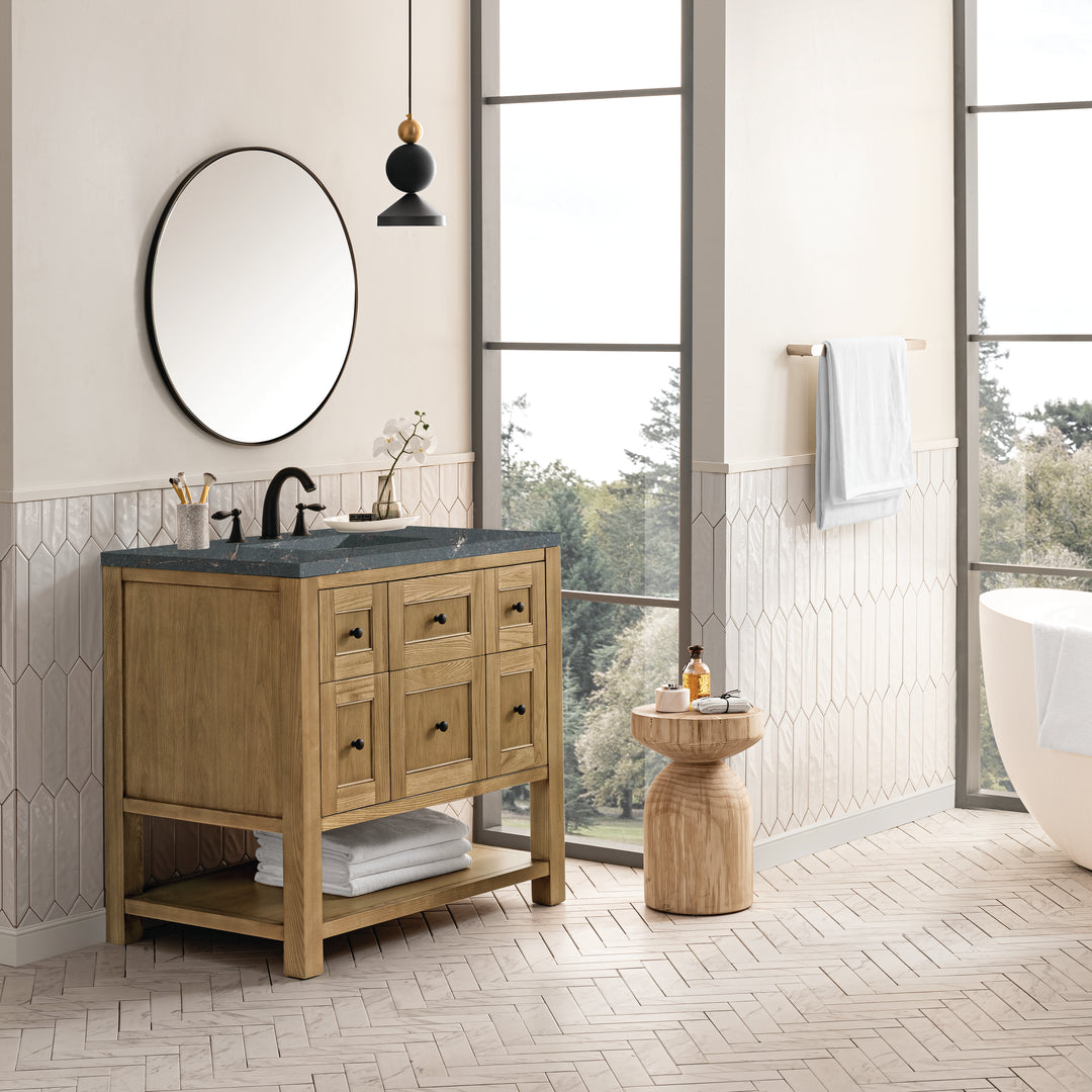 Breckenridge 36" Single Vanity, Light Natural Oak w/ 3 CM Parisien Bleu Top