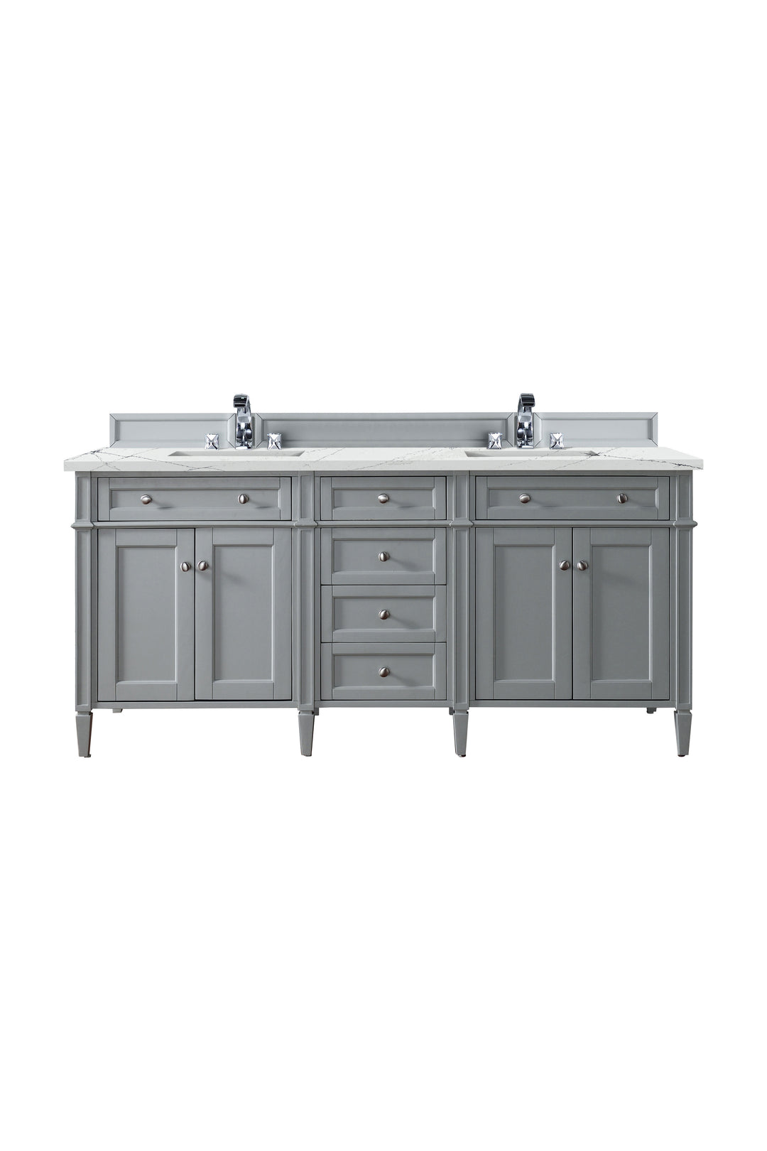 Brittany 72" Double Vanity, Urban Gray w/ 3 CM Ethereal Noctis Silestone Top