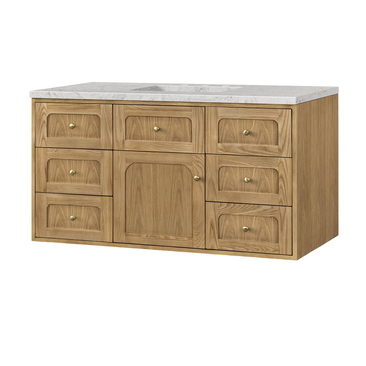 Laurent 48" Single Vanity, Light Natural Oak w/ 3 CM Eternal Jasmine Pearl Top