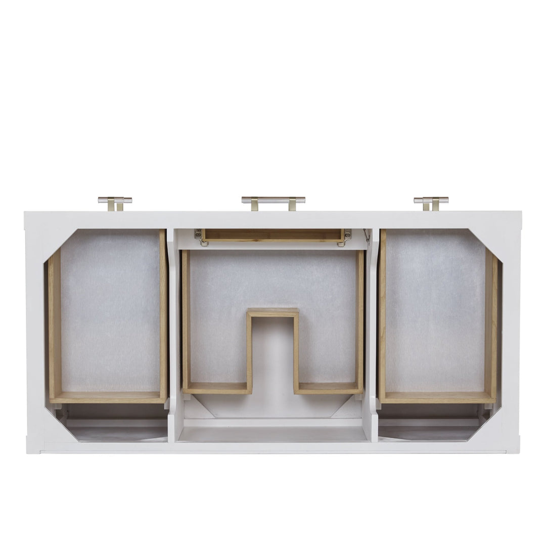 Olena 48" Single Vanity, Light Mappa Burl and Polished White